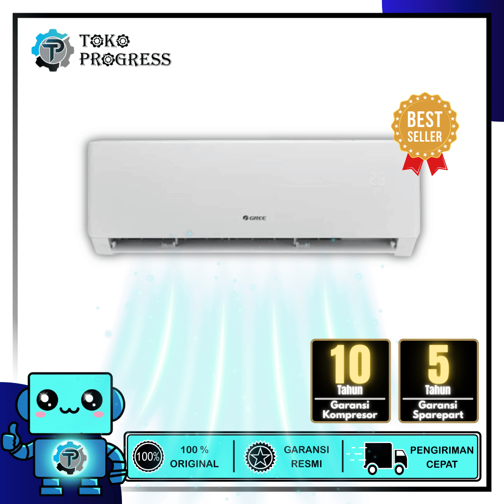 AC GREE 2 PK GWC-18F5S INVERTER LOW WATT TURBO COOLING