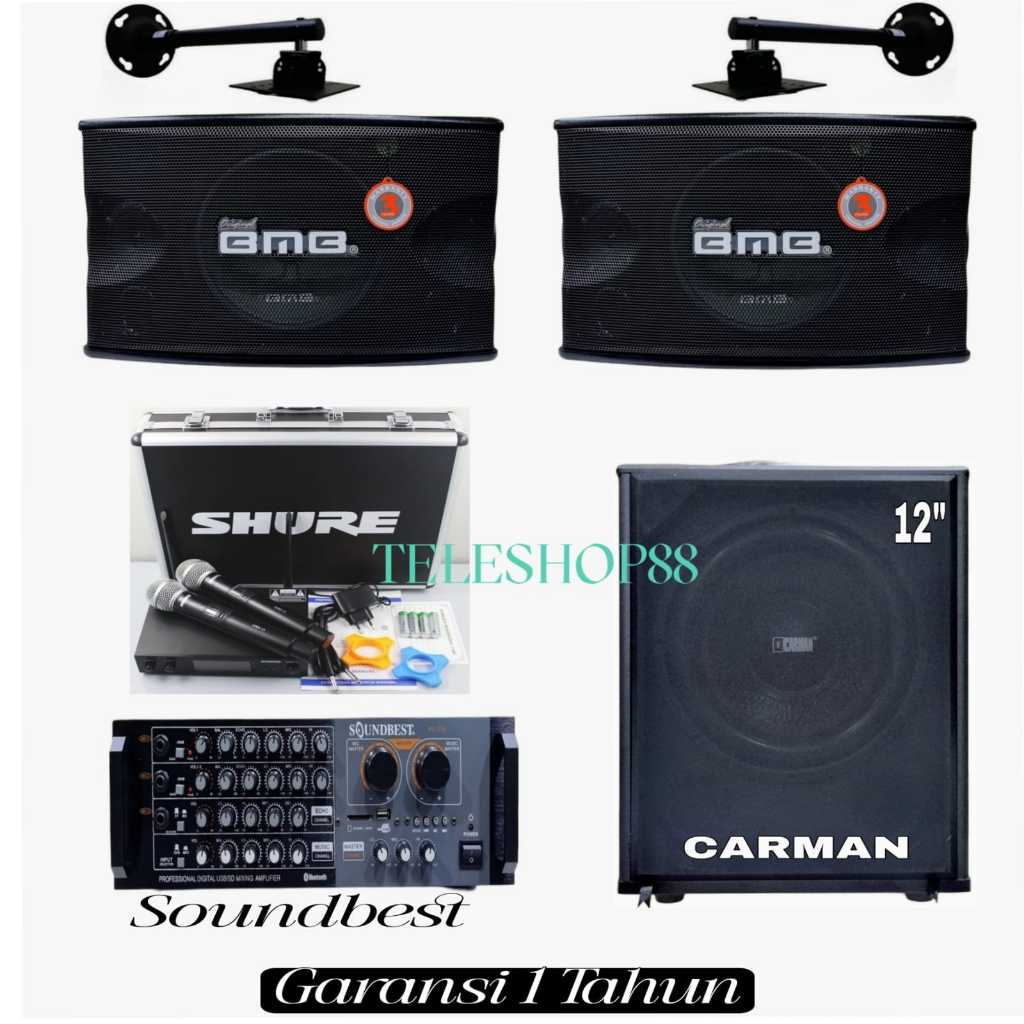 Paket karaoke terbaik speaker pasif bmb cs450v+subwoofer+power amplifier soundbest+1 set mic wireles