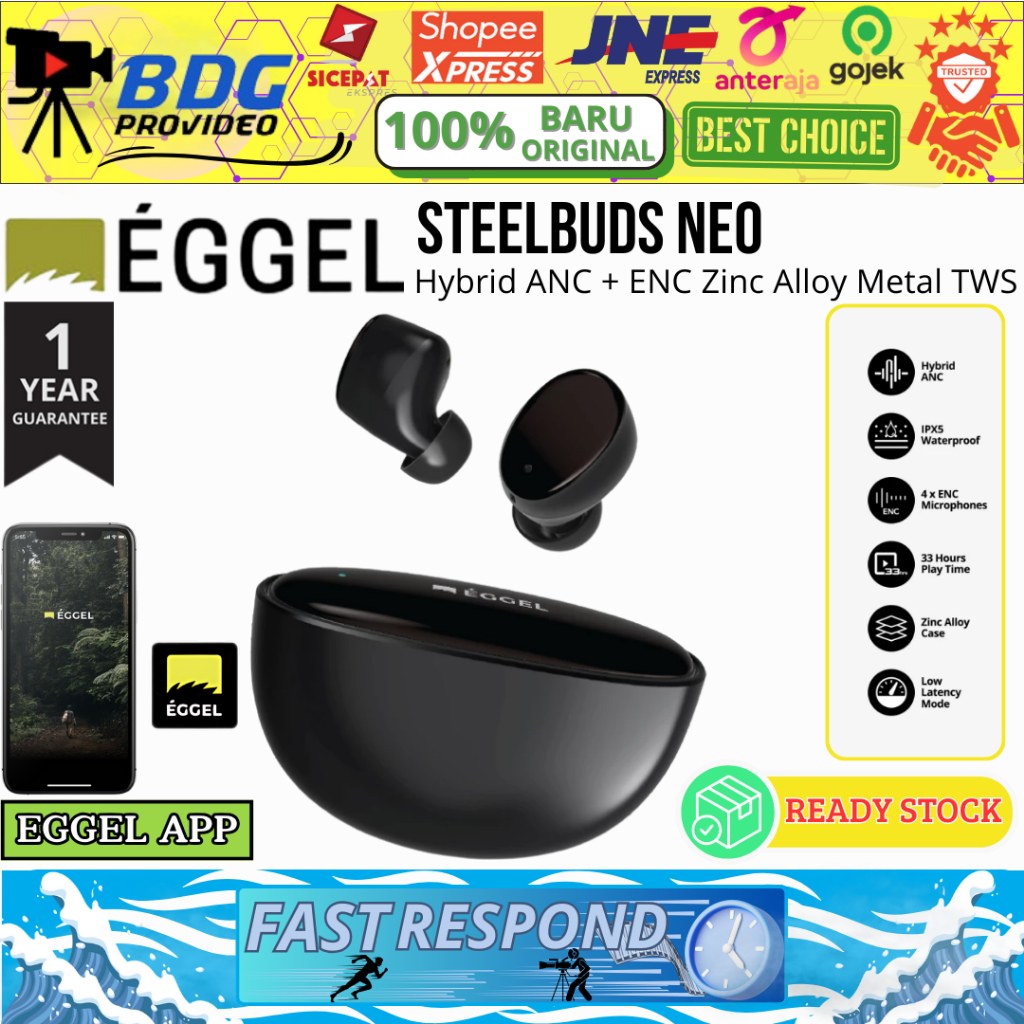 EGGEL SteelBuds Neo / TWS earbuds Eggel STEEL BUDS NEO  Hybrid ANC ENC