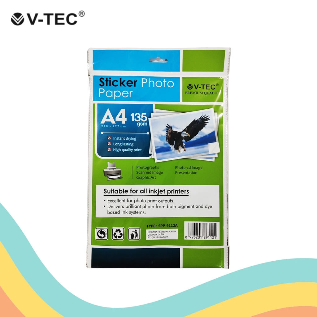 

GLOSSY PHOTO PAPER STICKER V-TEC A4 135 GR (1 PACK)