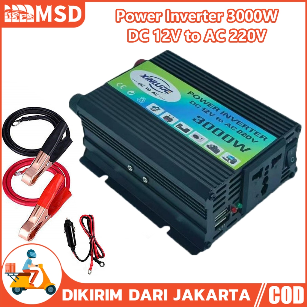 Power Inverter 3000W Inverter Mobil DC 12V to AC 220V 3000 watt Pengubah Arus DC ke AC Aki listrik S