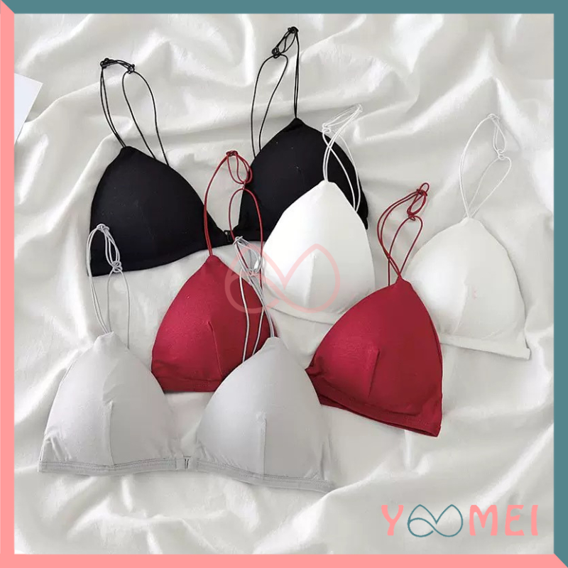 YOOMEI Bra Sexy Tanpa Kawat Cup Kecil Busa Tipis  BH Wanita Kancing Depan Murah
