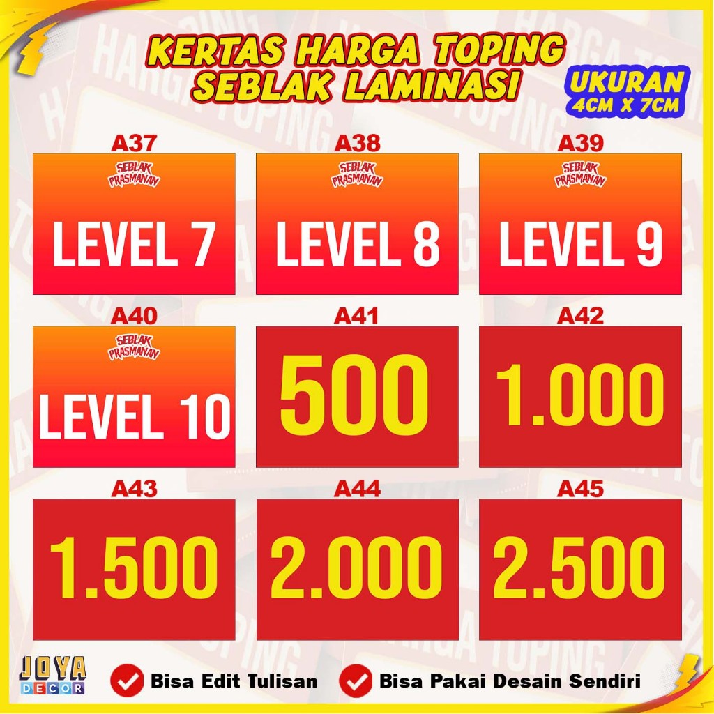 

KERTAS TOPING SEBLAK LAMINASI / KERTAS HARGA SEBLAK / KERTAS HARGA TOPING