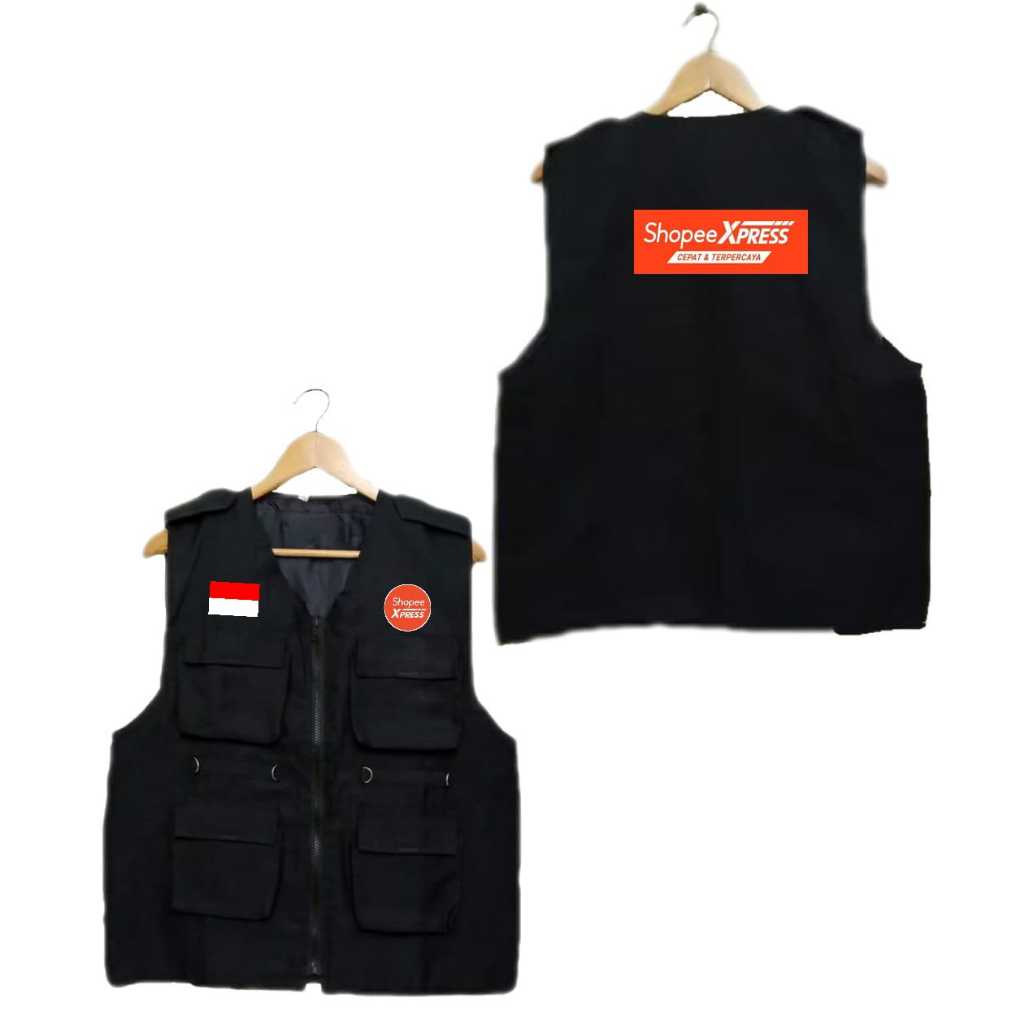 Rompi Satgas Hitam Sablon Ojol grab, grabood, shopee express, shopee food, gojek, gofood, maxim, ind