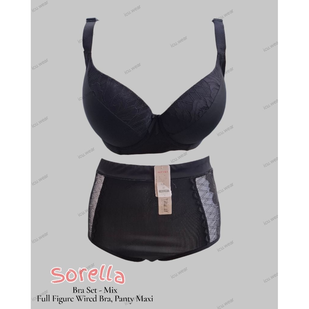 Bra Set Kawat Busa Sedang Panty Maxi Pakaian Dalam Wanita Original Full Figure Sorella S10-29917 Siz