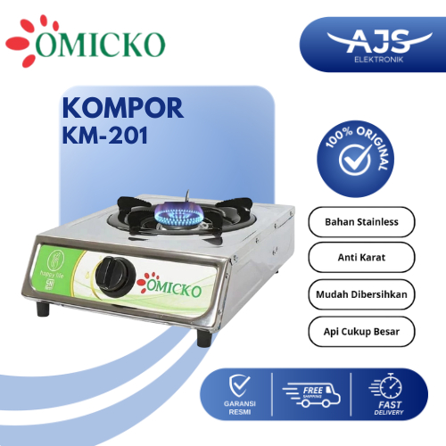 OMICKO Kompor Gas Stainless Anti Karat Api Besar 1 Tungku KM-201 KM 201 / 2 Tungku KM-202 KM 202