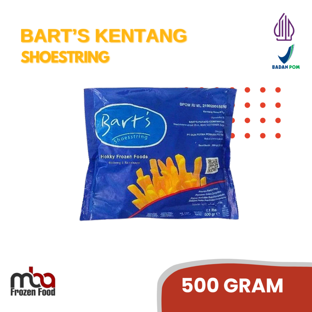 

Bart's Kentang Goreng Shoestring / French Fries Shoestring 500 Gram /Kentanggoreng /Sidedish /Camilan /Gorengan /Kentang /Frozenfood /Nugget /Snack /Makananringan