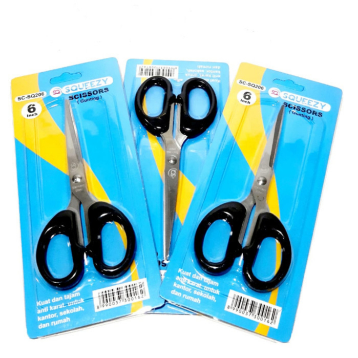 

Harga Grosir (1kotak/12pcs ) Gunting Bahan BAJA Anti Karat SC-SQ206 UK (SEDANG) SQUEEZY