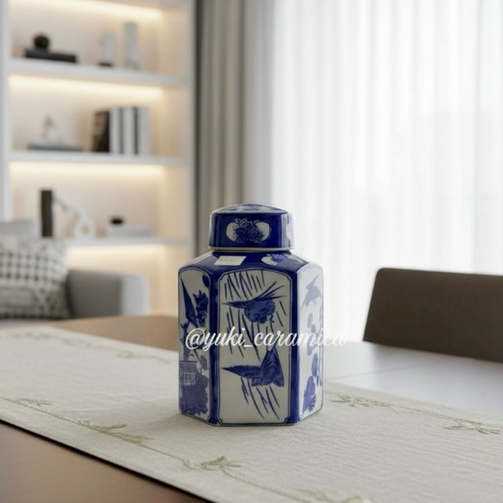 toples keramik biru putih / tochin biru putih / tochin burung