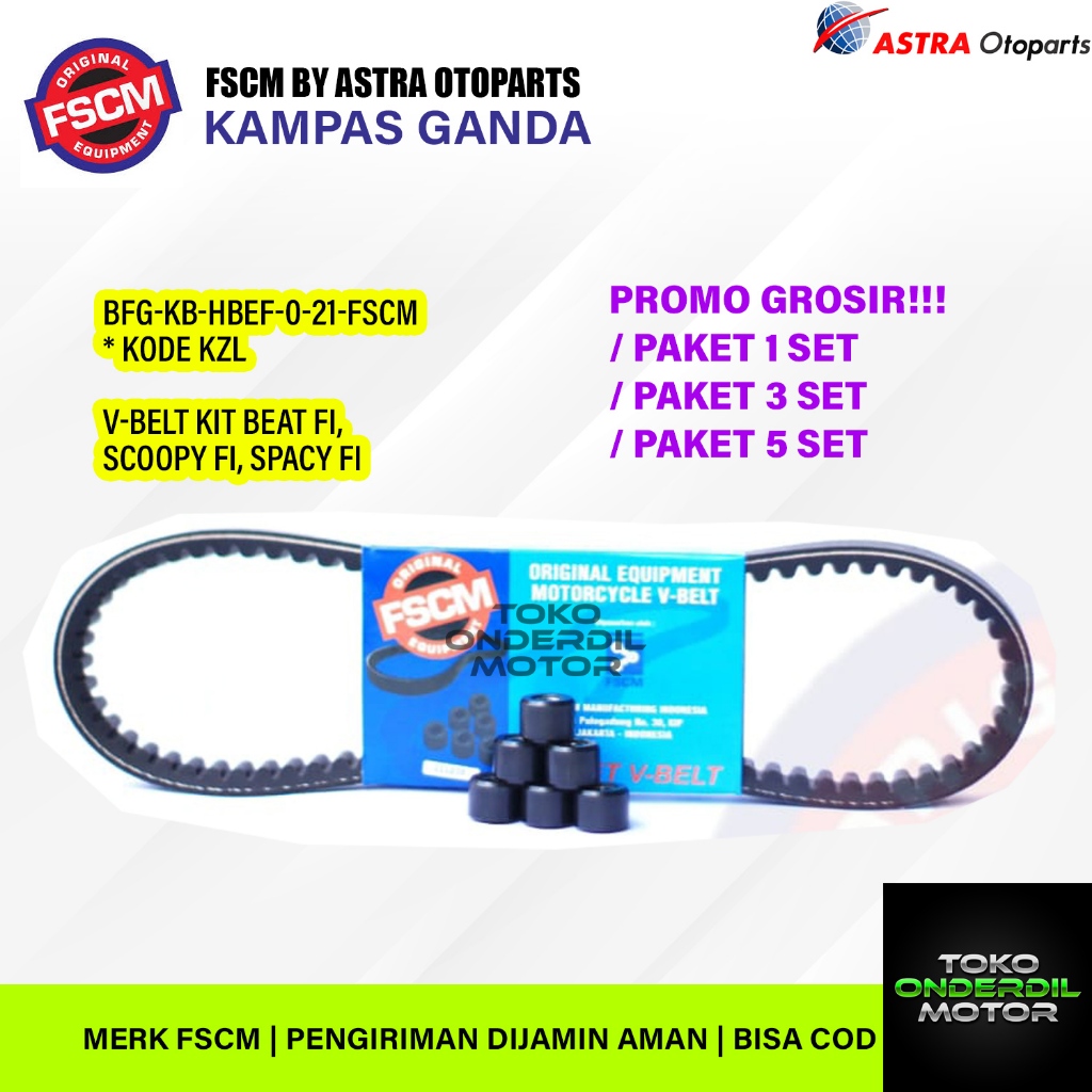 FSCM VAN BELT VBELT V-Belt Kit Beat Fi, Scoopy Fi, Spacy Fi KZL PLUS ROLLER PAKET PROMO 1 SET / 3 SE