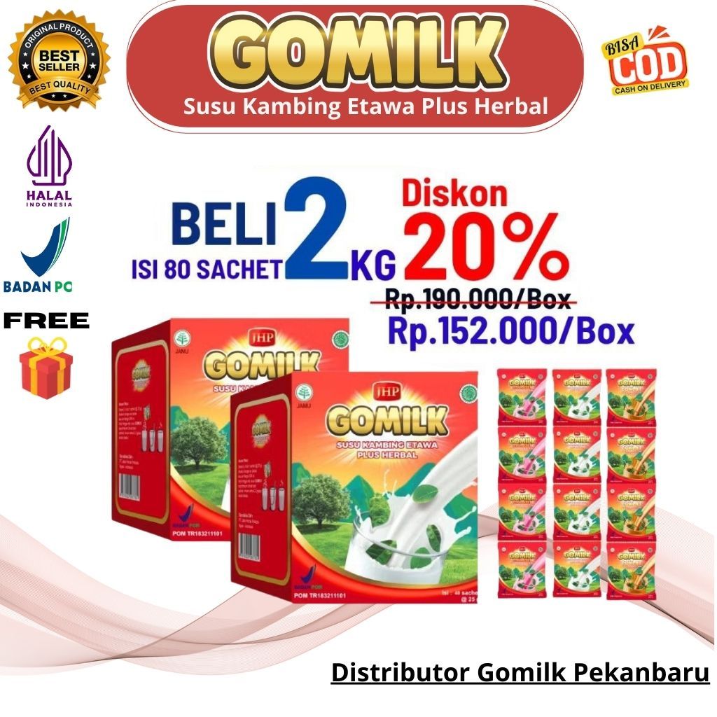 

(PAKET HEMAT) 2 BOX Gomilk Susu Etawa Plus Herbal isi 80 Sachet, Susu Bubuk