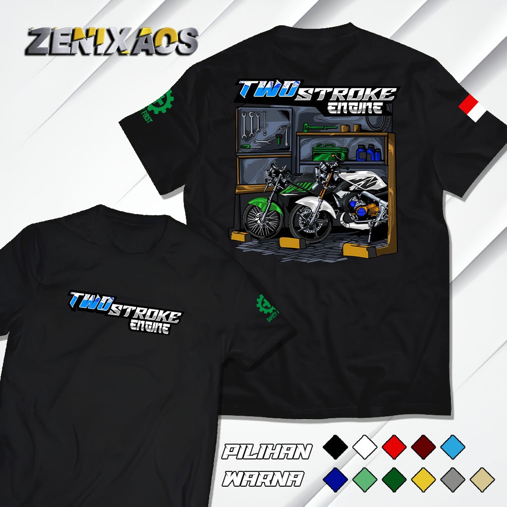 ZENIXAOS T SHIRT TWO STROKE ENGINE KAOS TWO STROKE BAJU KOMUNITAS TWO STROKE INDONESIA TERBARU
