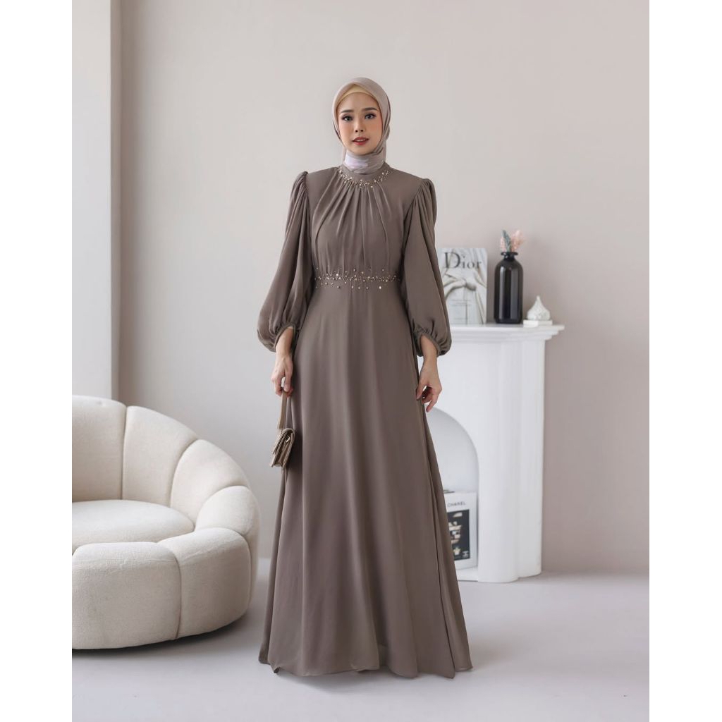 Aiza Dress Kondangan Mewah Muslim Wanita Gaun Bridesmaid Remaja Dewasa Ukuran Jumbo