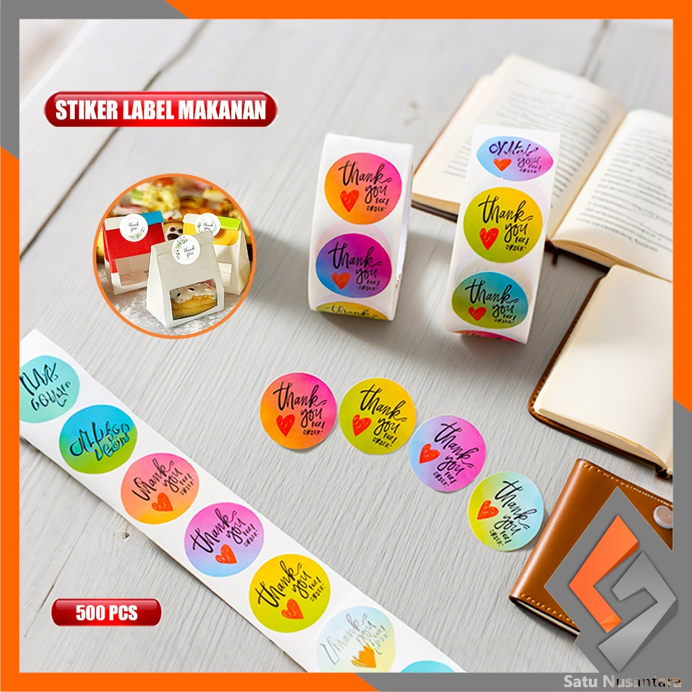 

SN-C817 Sticker Thank You 1 Roll 500PCS Stiker Label Makanan Tulisan Segel Ucapan Terima Kasih / Stiker Label Thankyou Kemasan Packing Serbaguna