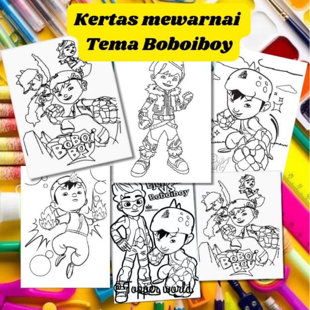 

20 LEMBAR KERTAS MEWARNAI ANAK TEMA BOBOIBOY (READY LANGSUNG KIRIM)
