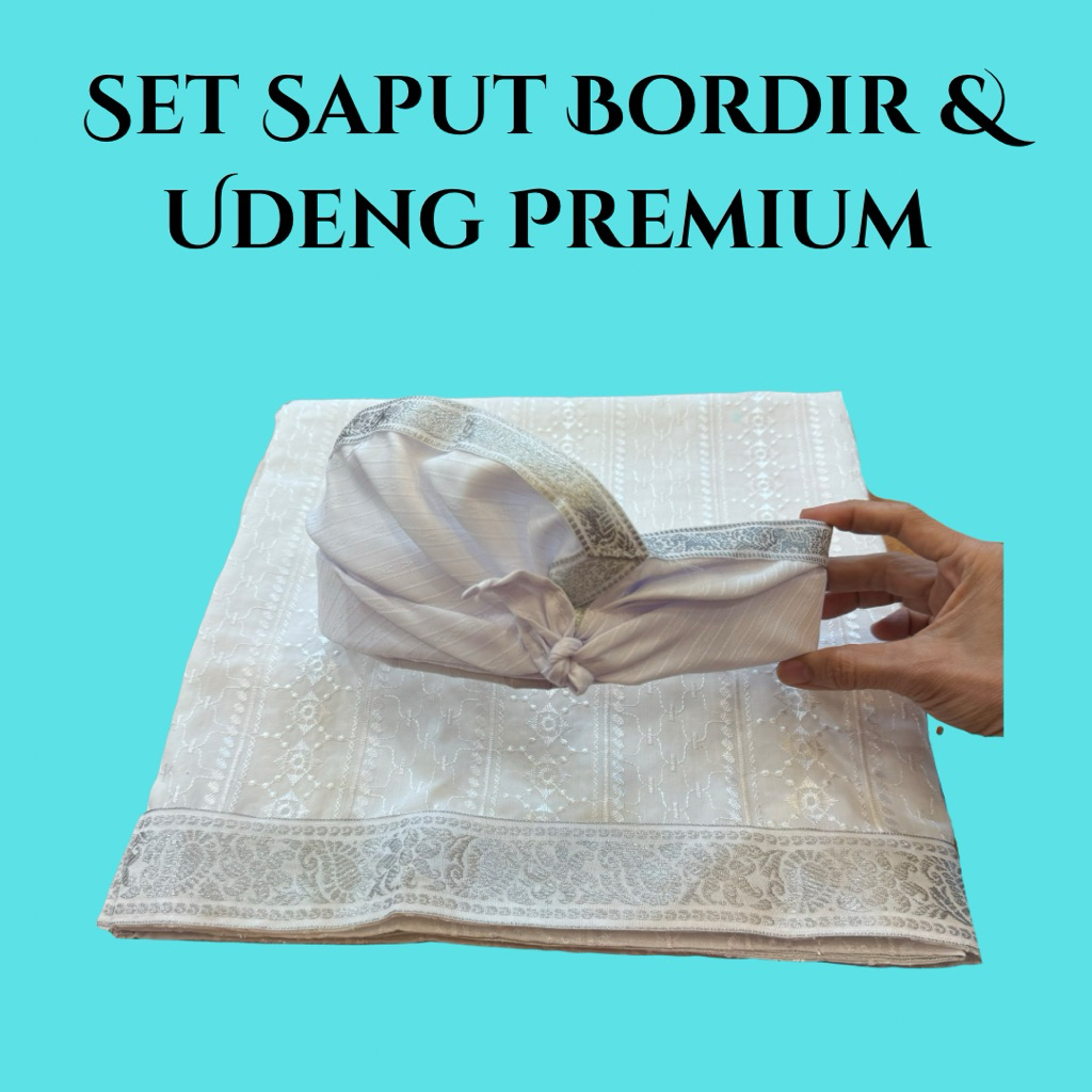 Set Udeng JADI Premium & Saput Setengah Jadi PUTIH