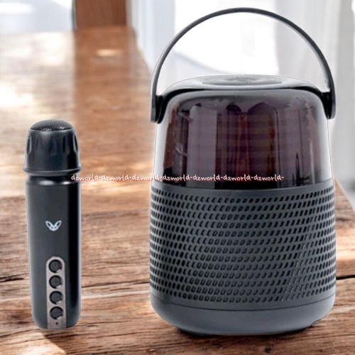 Sovox Speaker Karaoke Bluetooth Dengan 1Microphone Black Alat Mendengarkan Musik Dengan Mik Dan Lamp