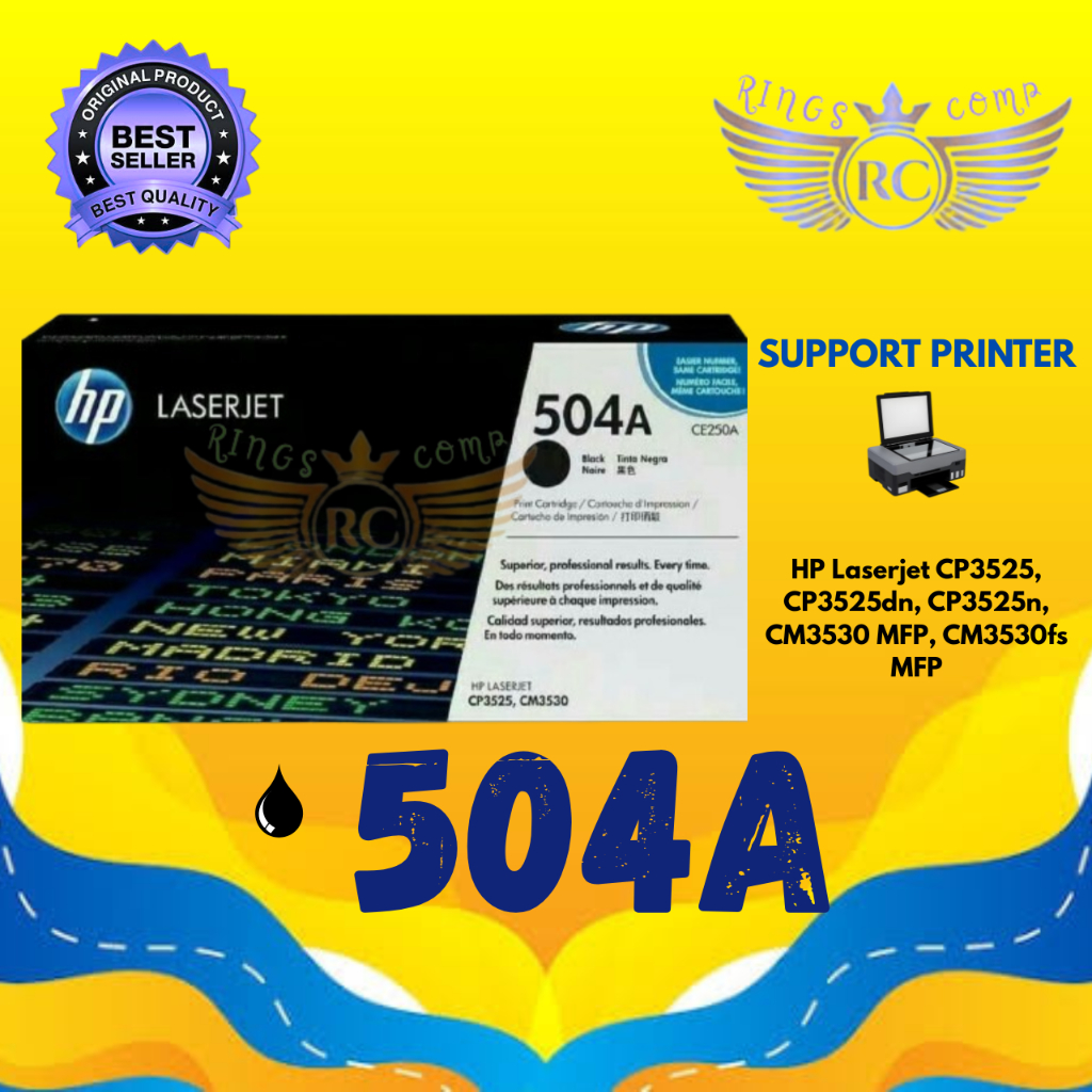 Toner HP 504A Cartridge (1Set Warna) Original Printer CP3525, CP3525dn, CP3525n