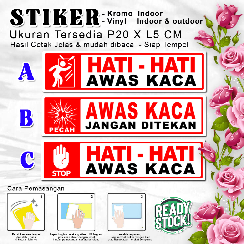

Stiker awas kaca pintu / Stiker pengaman kaca rumah / Stiker pintu kaca kantor