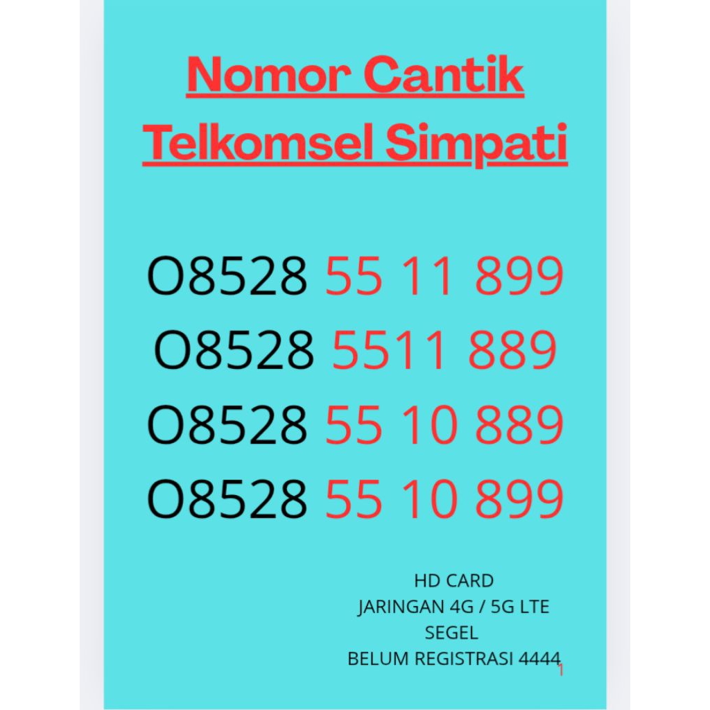 Kartu Perdana Cantik Nomor cantik XL 4G lte seri 888 998 889 888999