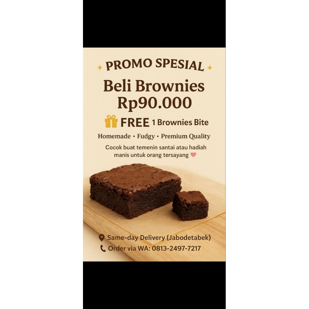 

SHOPEE 9.9 DISC B1G1 FREE FOR BROWNIES SIZE 20X10 PREMIUM HIGH INGREDIENTS WITH BUTTER