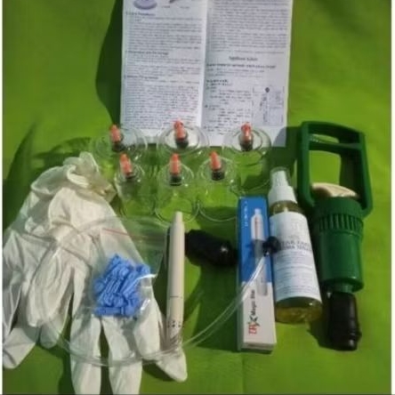 Alat Bekam Basah Lengkap (6 Kop, Pen Bekam, Jarum Bekam, Zaitun, Alkohol, Panduan, dll)