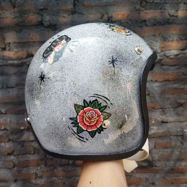 Slimhead Helmets 500Ttx Custom Old School. Helm Vespa, Helm Harley Davidson, Helm Choppers