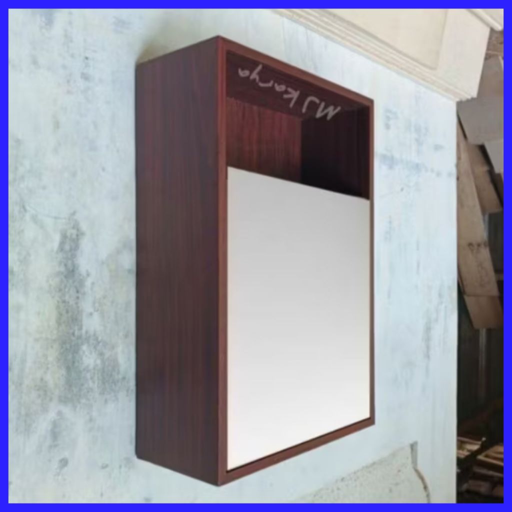 (pesanan custom 35x14x60cm) CERMIN KACA RIAS DAN LEMARI RAK SUSUN TEMPAT MAKE UP KOSMETIK TEMPEL GAN