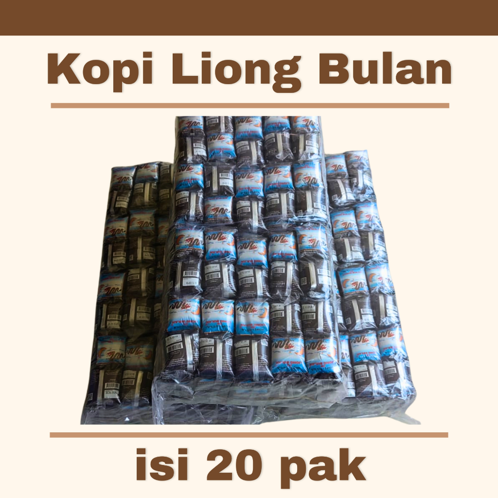 

Kopi Cap Liong Bulan ( Kopi + Gula ) 1 bal isi 20 pak / 400pcs @28gr