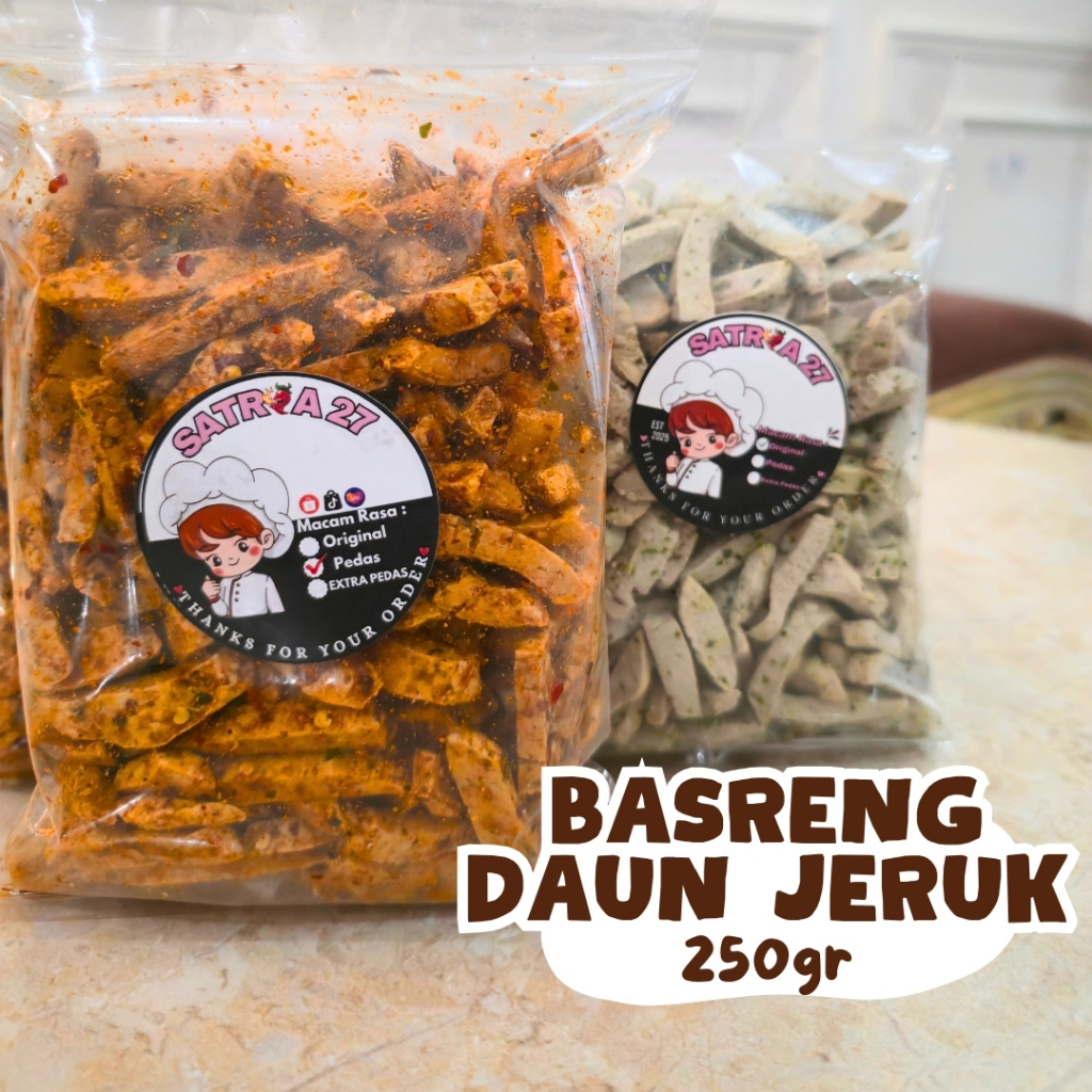 

Basreng pedas daun jeruk isi 250gram