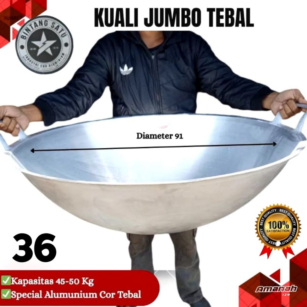 Katel Kuali Super Jumbo no 36 Penggorengan besar Kuali kualitas tebal kuat Anti lengket