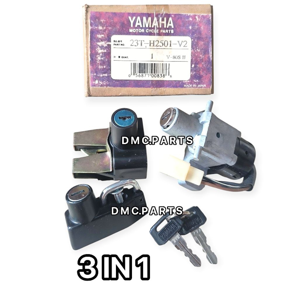 KEYSET ( KUNCI KONTAK + STANG STIR + VARIASI PENGAIT HELM + SADEL JOK )YAMAHA V80SS V80SDX ROBOT SUP