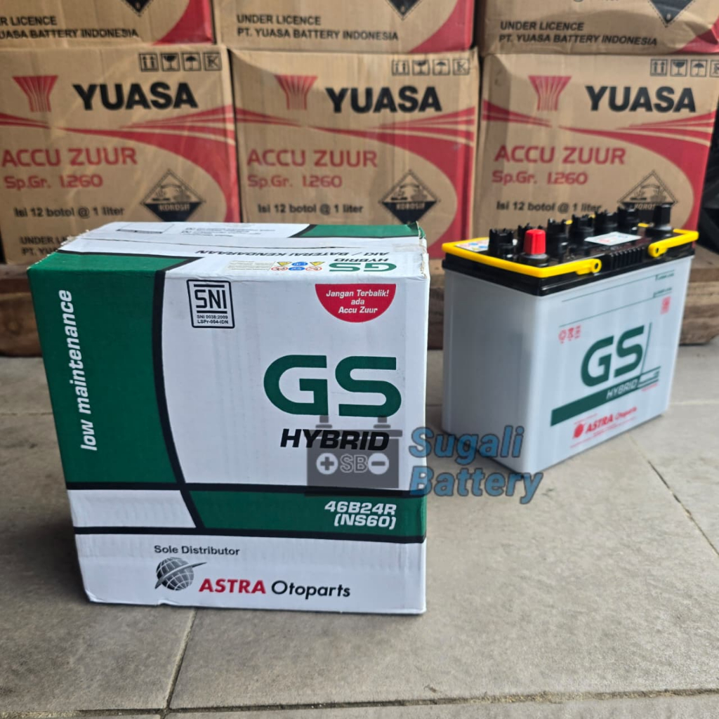 Aki Mobil GS ASTRA NS60 46B24R HYBRID Aki Basah 45Ah ORIGINAL ASTRA OTOPARTS