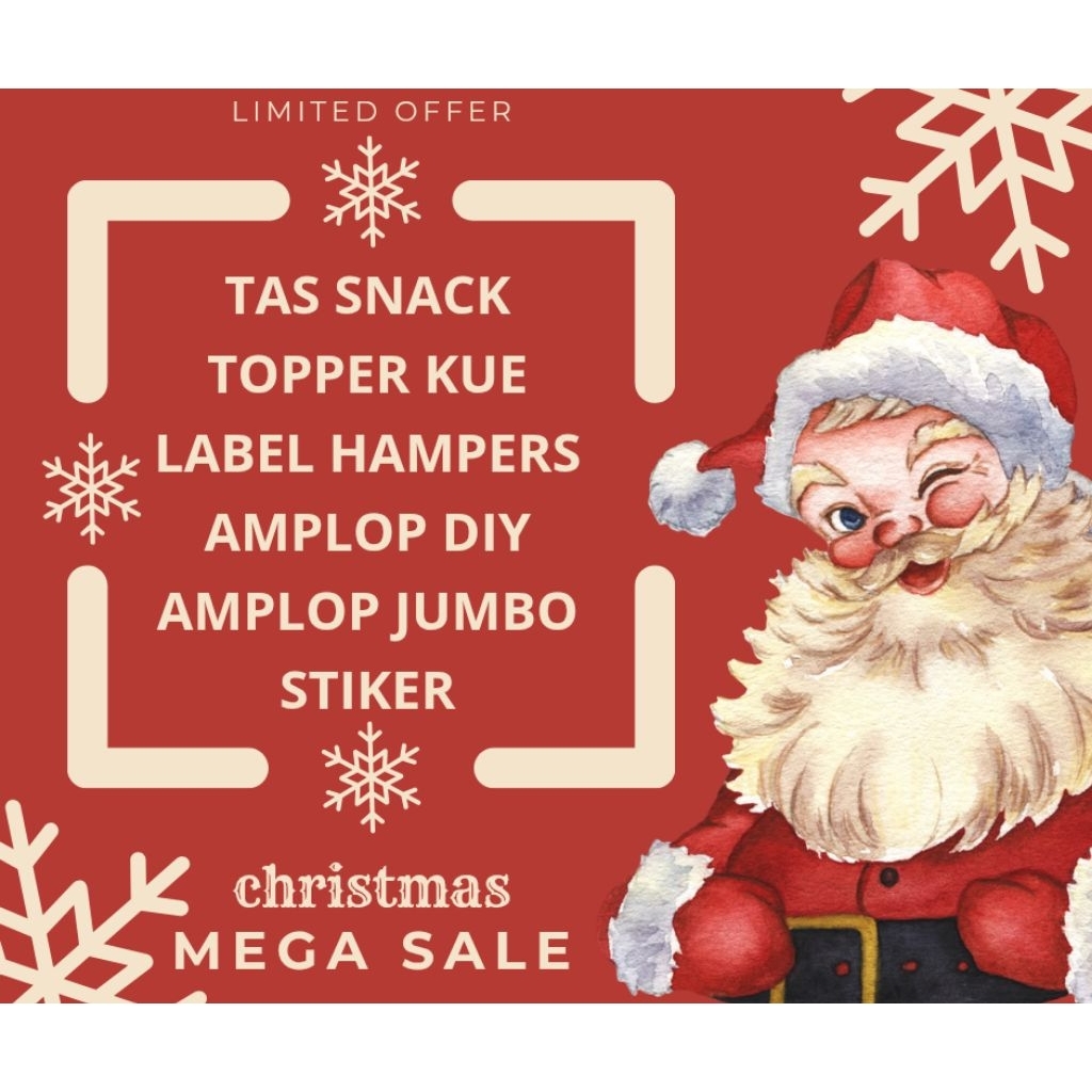 Natal : Tas Snack, Topper Kue, Label Hampers, Amplop Jumbo, Amplop DIY, Stiker