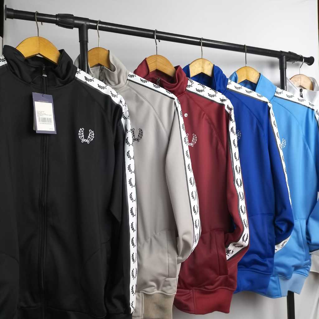Fred Perry Sport Pria Jacket Logo Bordir Hitam//jaket tractop cassual premium Bestseller/fredferry
