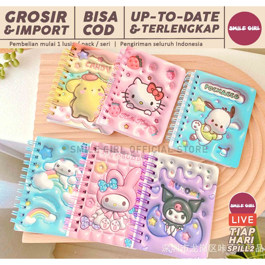 

SG | PUSAT GROSIR | 24 PCS - Notes Spiral Buku Catatan Lucu Karakter Sanrio / Alat Tulis Kebutuhan Sekolah Anak