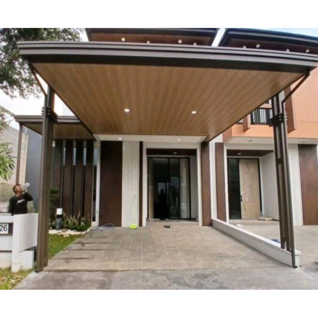 kanopi besi hollow alderon double plafon pvc