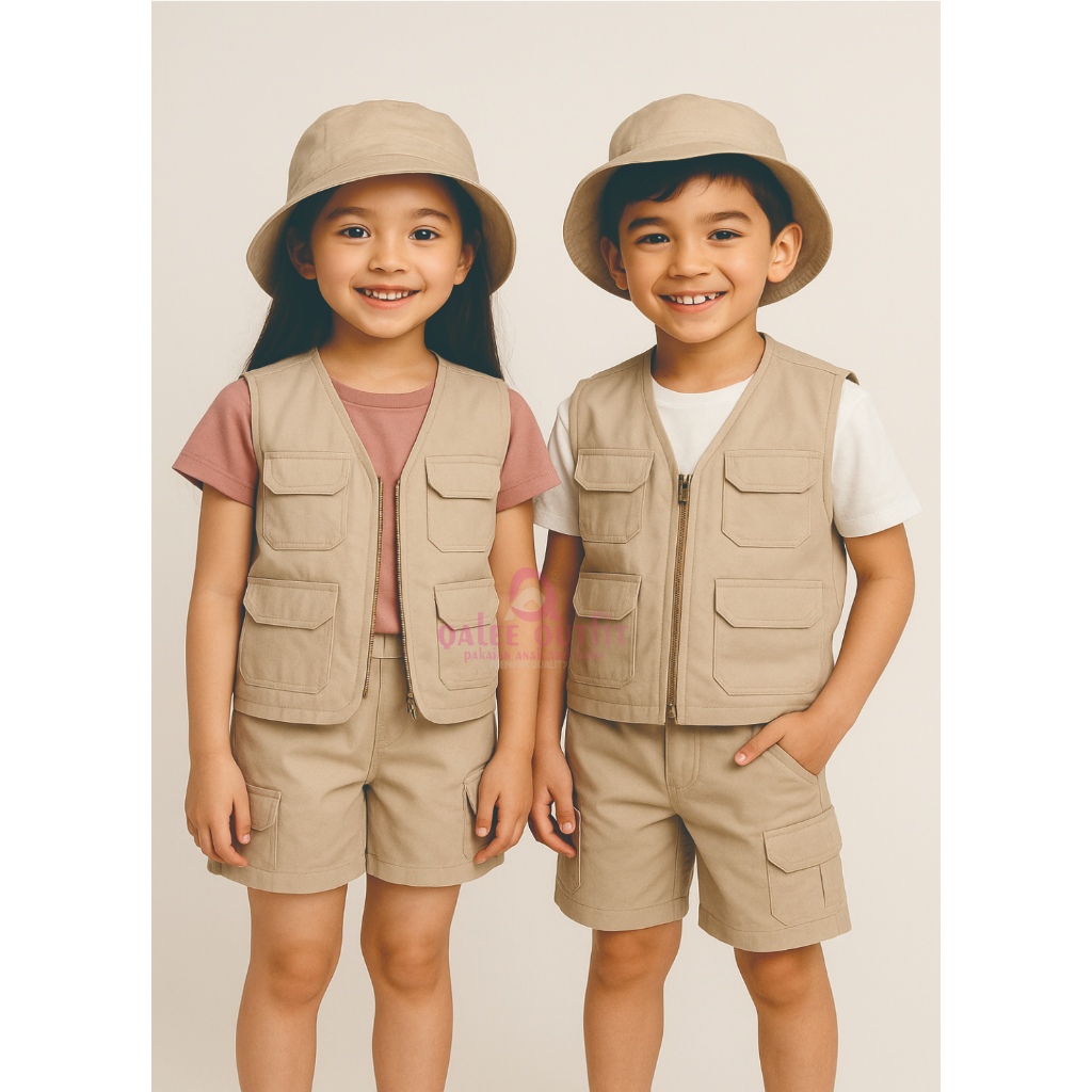 setelan baju safari anak / rompi safari anak unisex / safari zoo