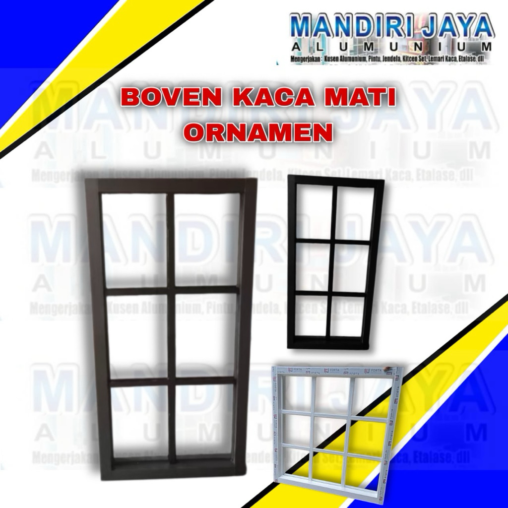 Jendela alumunium Kaca Mati Ornamen | jendela model eropa | jendela alumunium | free paking kayu