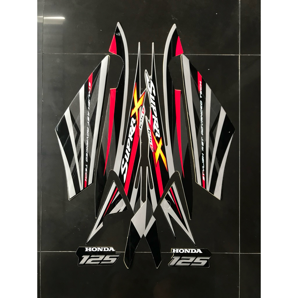 STRIPING STIKER SUPRA X 125 D RUJI 2008 2009 SILVER HITAM