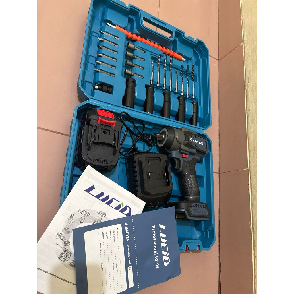 Lucid LH500 650N.M Brushless Impact Wrench 21V 4.0Ah Battery (paket 1 baterai+charger+asesoris)