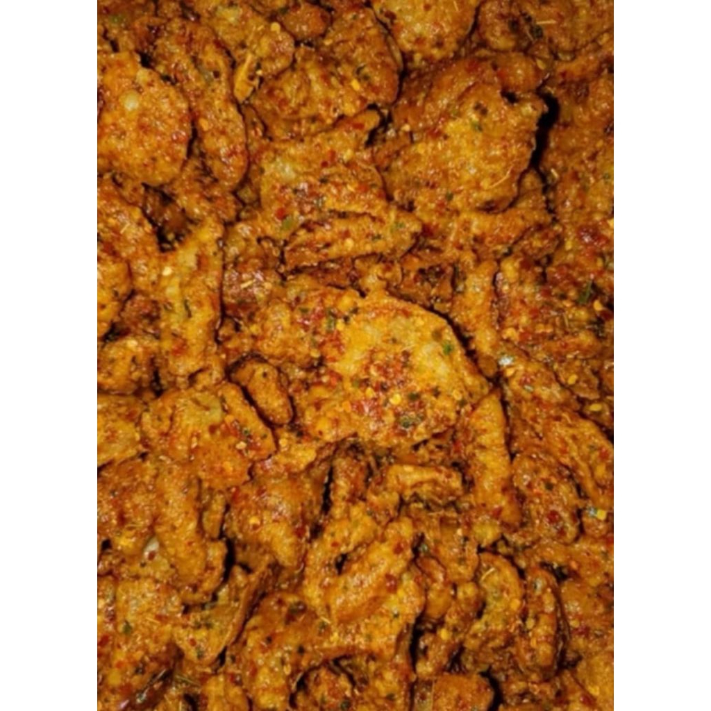 

keripik kulit ayam krispi Pedas daun jeruk