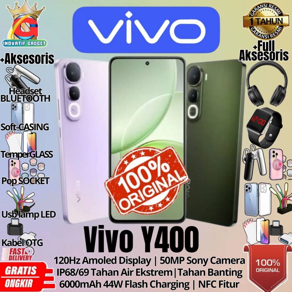 HP BARU VIVO Y400 8/256GB & 8/128GB Ram upto 16GB 100% 50mp SONY Camera GARANSI RESMI 100% ORIGINAL