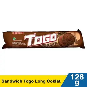 

Serena Togo Chocolate Biskuit 128gr Isi Krim Serena Sandwich Togo Long Coklat 128G