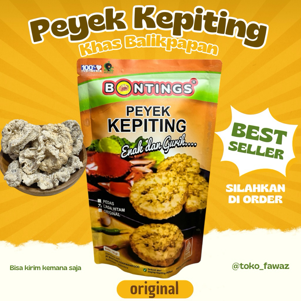 

Cemilan Oleh-oleh Peyek Kepiting Bontings Khas Balikpapan