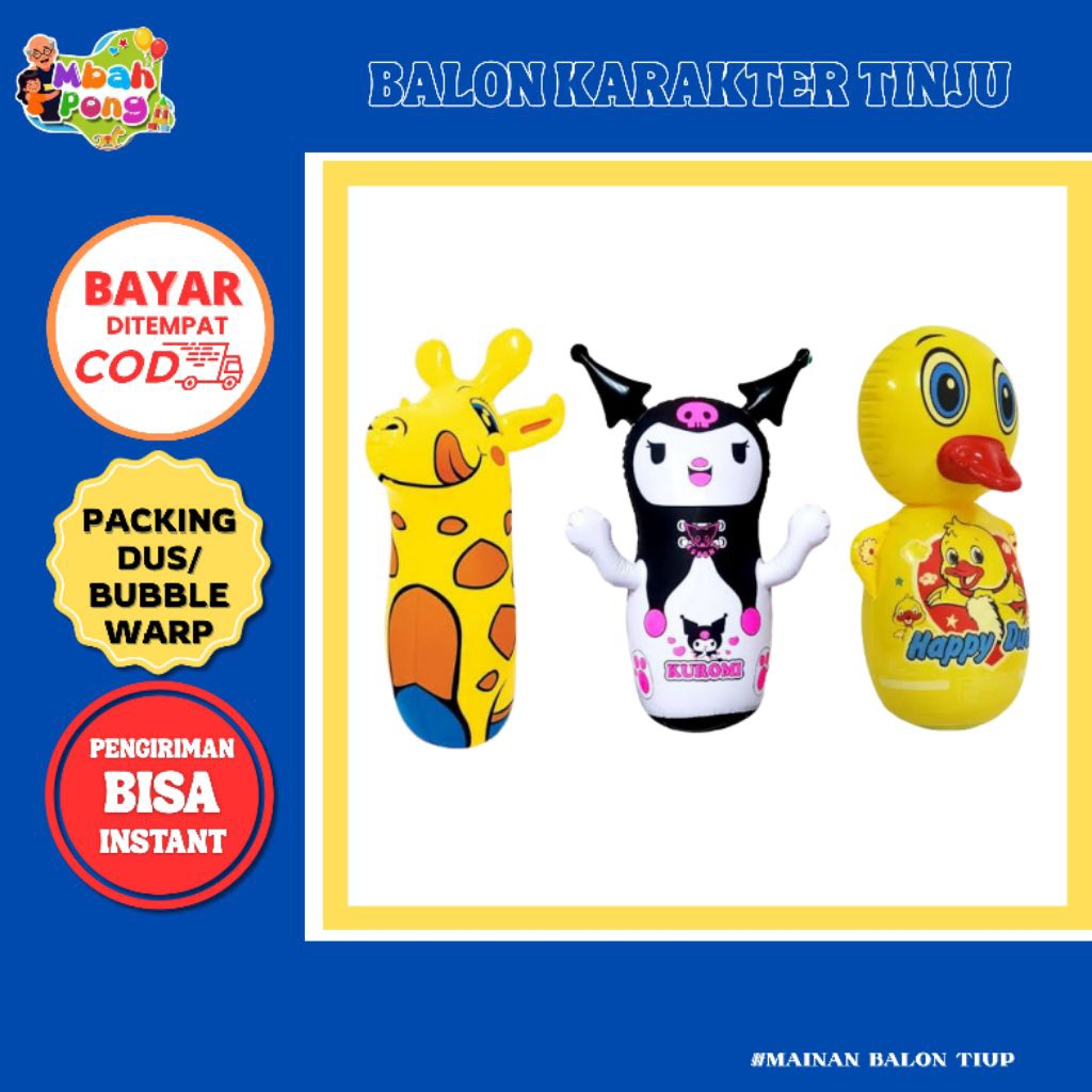 balon karakter tinju anak. balon tiup anak. bola tiup anak