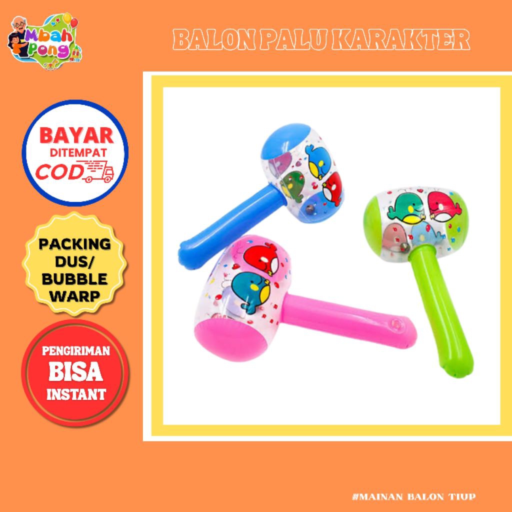 mainan balon palu karakter. bola tiup karakter