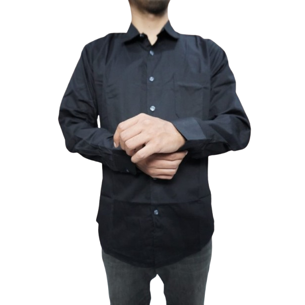 Kemeja Katun Polos Tangan Panjang Unisex Slim Fit Elegan  Bahan Tebal Tidak Terawang Tidak Panas Ant