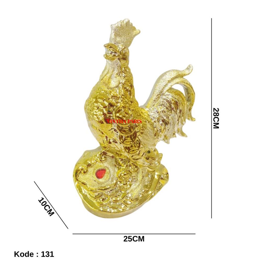 Pajangan Keramik Ayam Jago dan Burung Pipit - Pajangan Mewah Interior Rumah - GRATIS EXTRA Bubble Pl