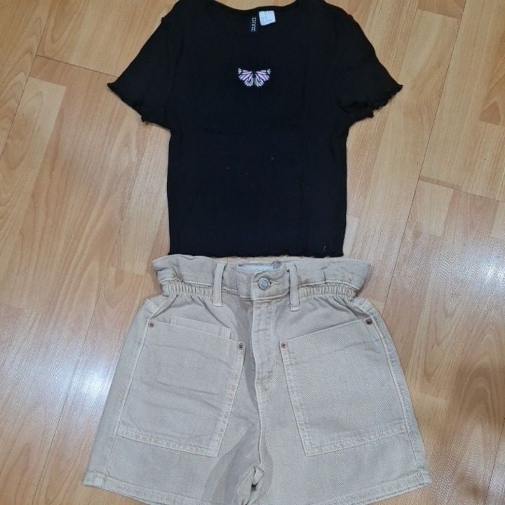 PL baju anak perempuan HM top hitam. celpen zara kid. one set umur 7-9 thn